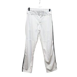Youth Medium Alleson White Baseball Pants With Black Side Stripe